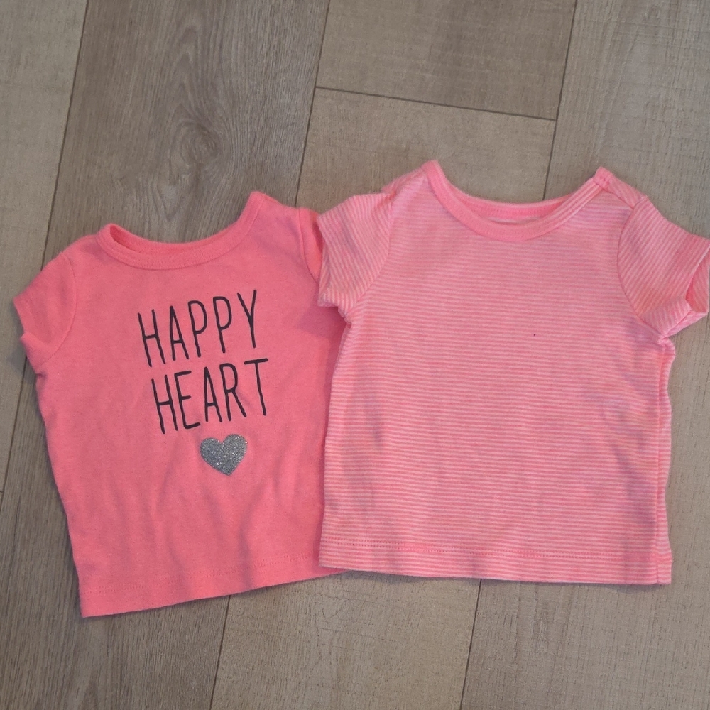 Carter's Pink Happy Heart and Striped Tees